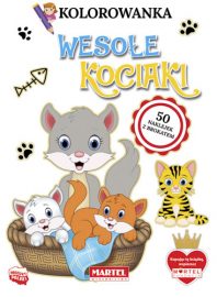 Kolorowanki z naklejkami | WESOŁE KOCIAKI - Wydawnictwo MARTEL | Świat Kolorowanek